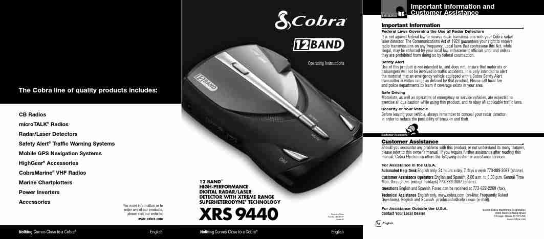 Cobra Electronics Radar Detector XRS 9440-page_pdf